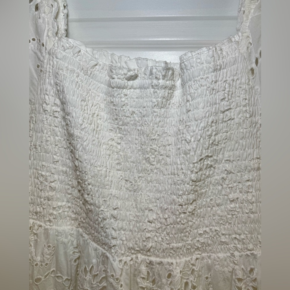 Baltic Born White Ella Eyelet Smocked Midi Dress - Picture 6 of 9